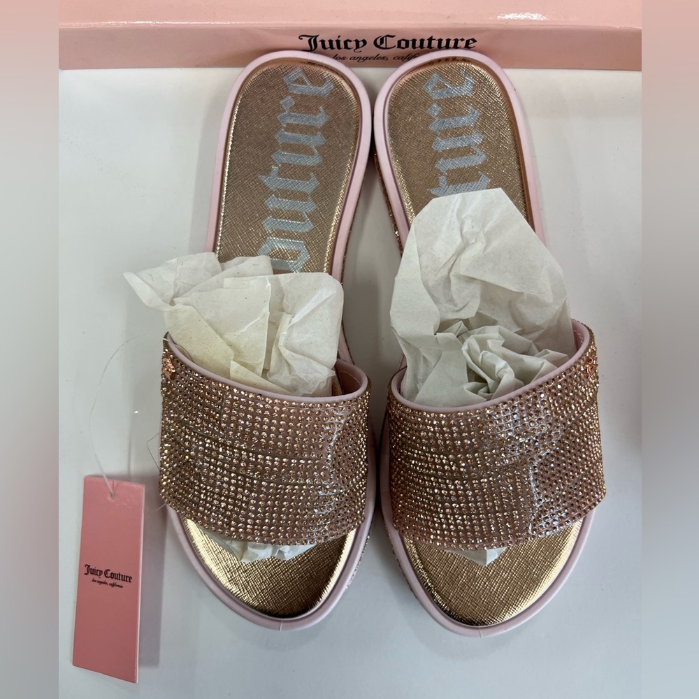 Juicy Couture - Pink and Gold Rose Beads Sandals